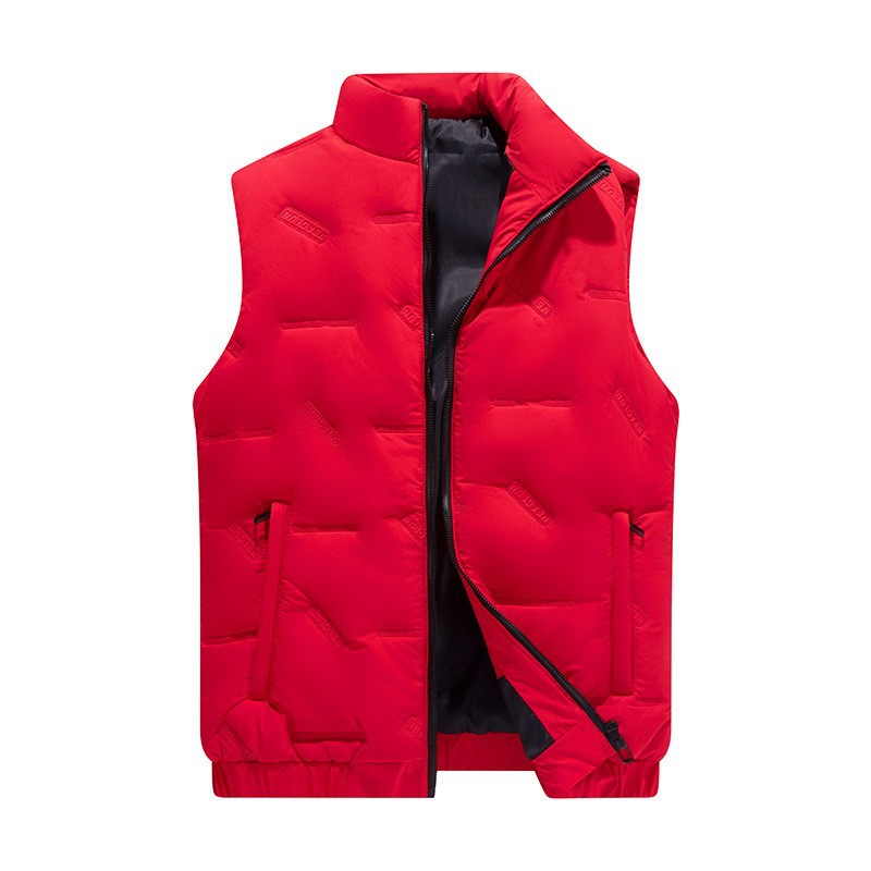 M - 7XL chaleco de algodón de cuello vertical de tamaño grande chaleco caliente rojo para hombres con hombro de plumón para aumentar el peso