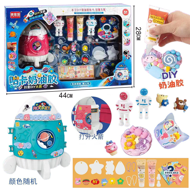 Free Shipping Goo Card Cream Gel DIY Sticker Set Aviation Rocket Spaceman Handmade Workshop Entertainment Center Toys