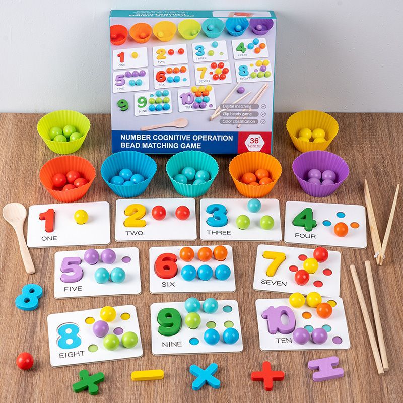 Children's teaching aids Montessori for teaching maths, digital cognitive beads, brainteaser, toy, early education, fine motor skills