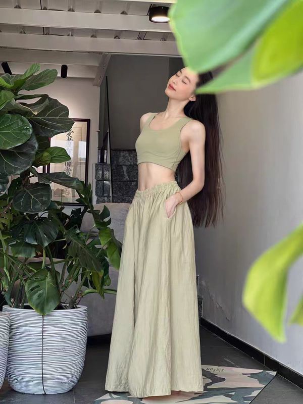 25春夏微风裤禅意仙女瑜伽裤直筒加长薄纱松弛感显瘦宽松垂坠6色|undefined
