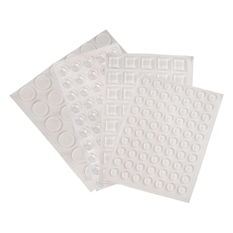 En stock cilíndrica de silicona transparente Anticolisión de vidrio de grano almohadilla de goma silenciador de la puerta del Gabinete de absorción de impactos almohadilla de silicona autoadhesiva