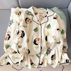 春と秋のカップルのパジャマの女性男性の雲の綿のカーディガンの長袖のズボンの漫画の家の服のスーツの生放送の金