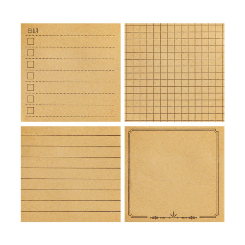 Kraft Paper Sticky Notes, Creative Memo Pad, Tear-off Student Stationery, Grid-Design Message Book, Reusable N Times Sticky Notes
