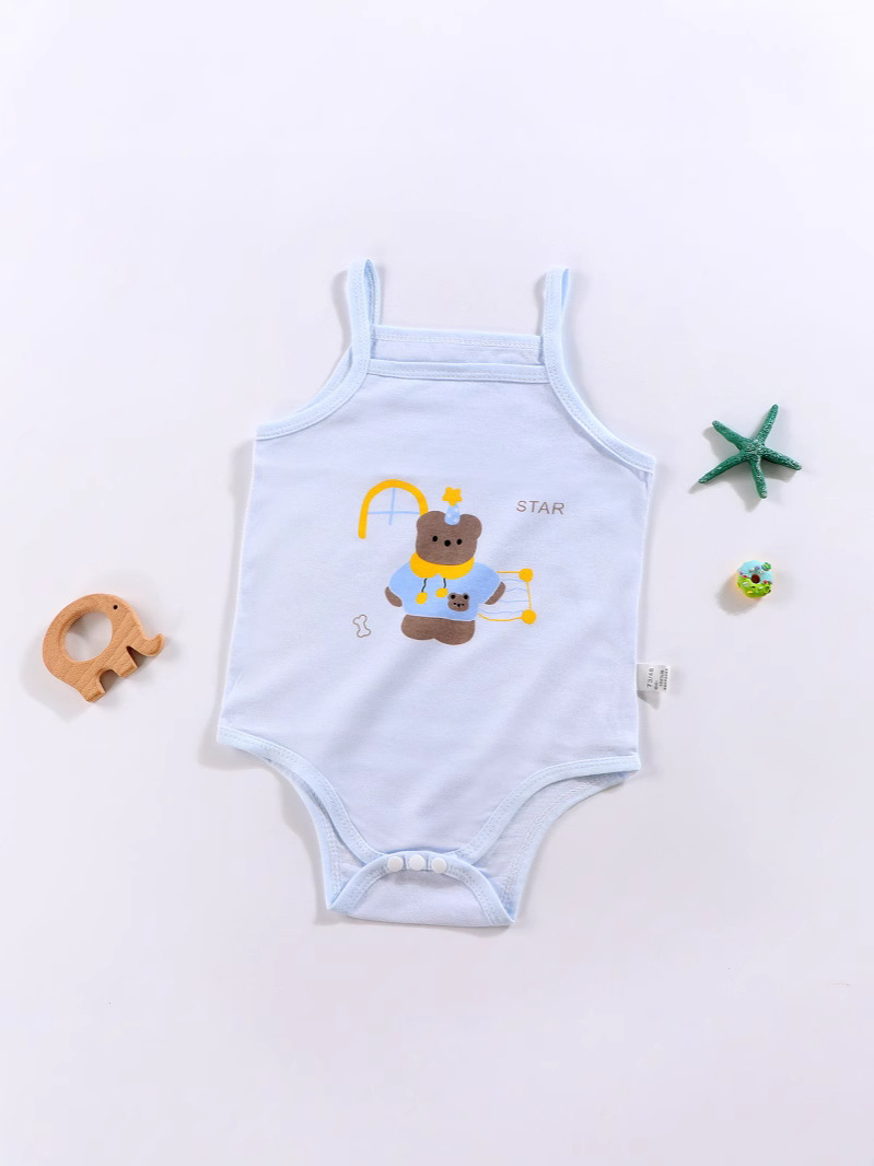 Bebé sin mangas cinturón de peldaño unido ropa de escalada de algodón recién nacido bebé triángulo protector de abdomen de verano delgado image 6