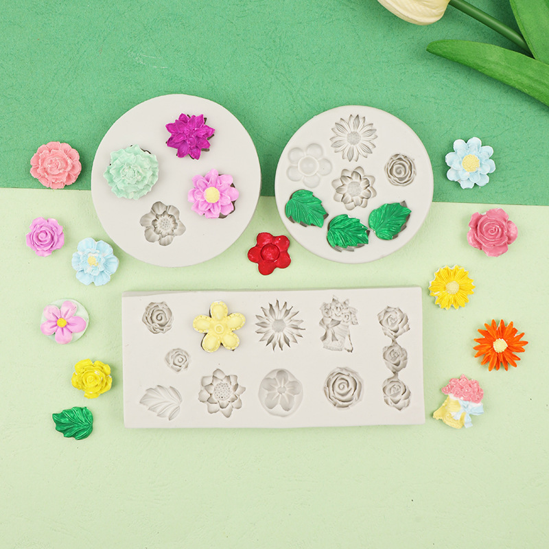 DIY todo tipo de decoración de la torta de La Flor de arcilla suave rosa girasol flor líquido molde de silicona fondant