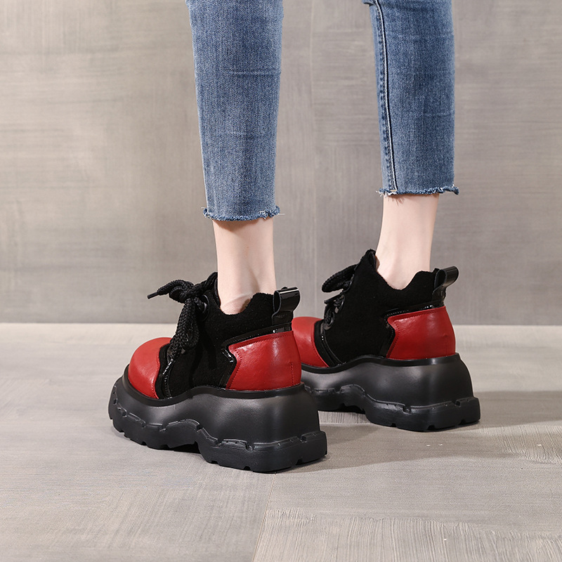 Boot nữ cổ ngắn đế xuồng tăng chiều cao phong cách thường ngày — màu đen