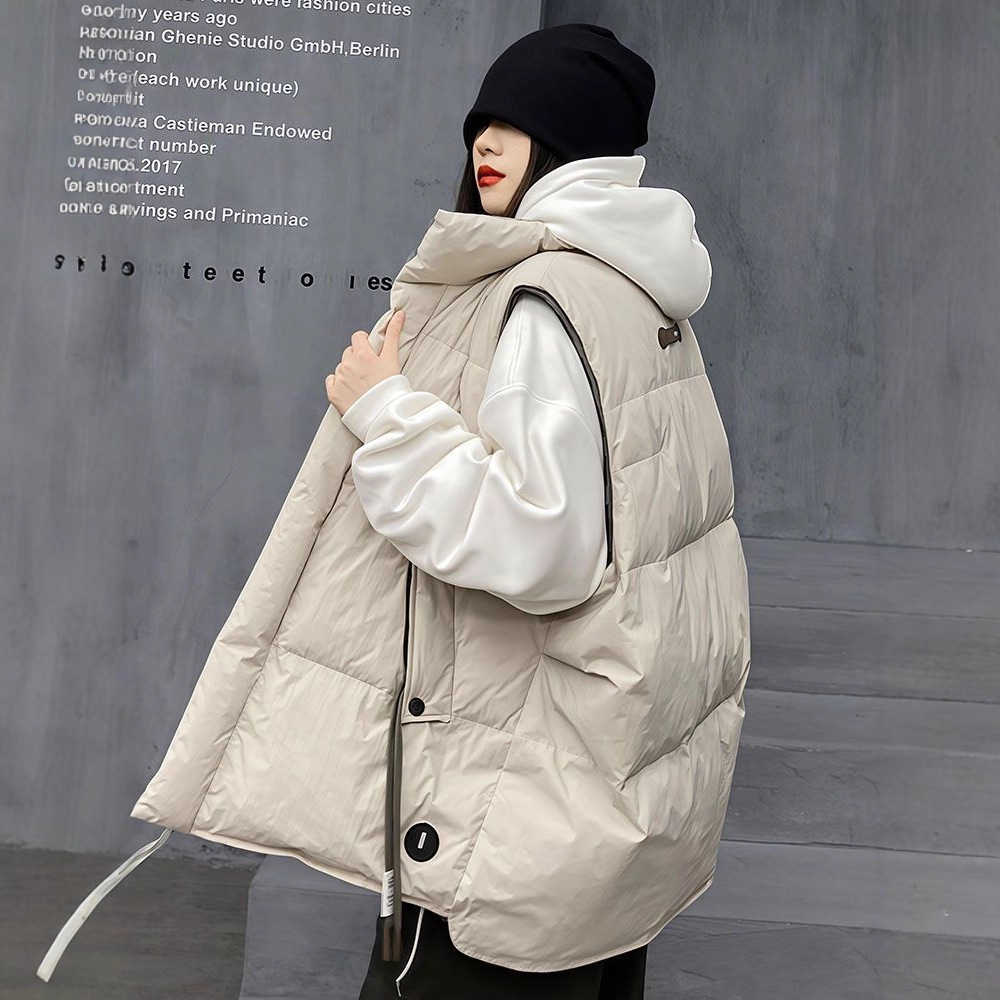 Plus-Size Autumn and Winter New Large Cotton Vest Casual Versatile Thick Korean Style Trendy Warm Sleeveless Jacket for Women