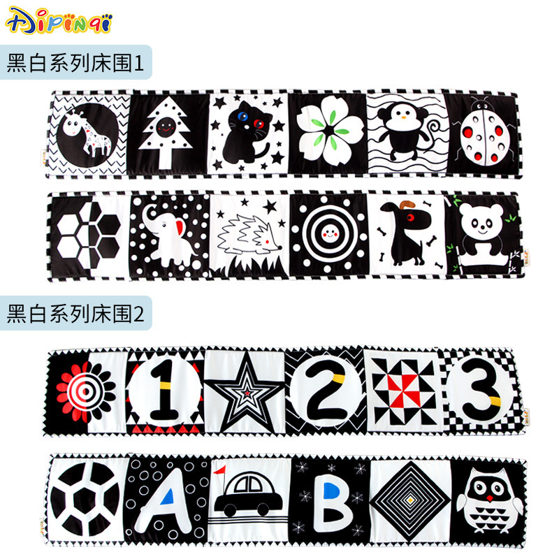 Aipinqi nueva llegada bebé blanco y negro serie cubierta de la cama libro bebé educación temprana puede morder juguetes cubierta de la cama libro