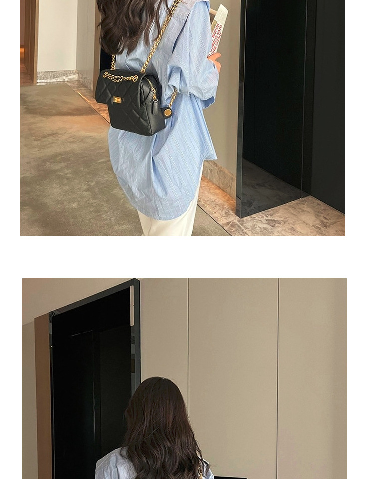 2024 New High-end Leather Small Aroma Caviar Diamond Chain Backpack, Elegant Commuter Style_voghion.com