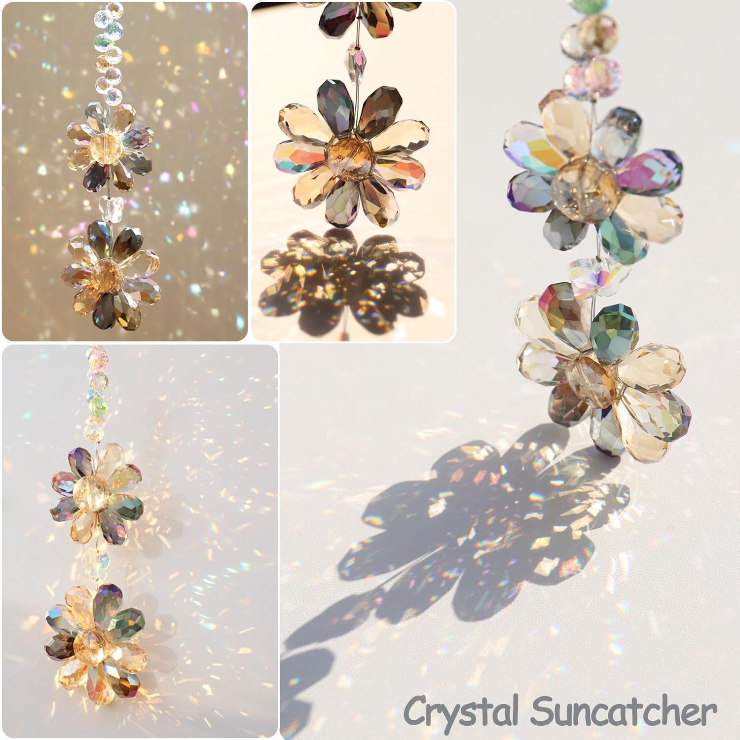 100g Weight Suncatcher, Wind Chime Home Textiles & Decor Type pendant Classification 1 Piece Quantity Home, Outdoor Occasion Artificial Crystal Material Flower Pattern Elegant, Shiny Style Elegant Shiny Flower Artificial Crystal Suncatcher Wind Chime Wall Art 11
