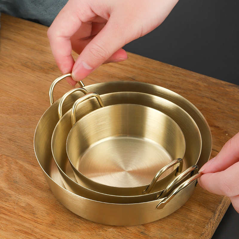 Coreano 304 salsa de acero inoxidable binaural Plato de oro comercial de inmersión condimento plato encurtidos snack plato al por mayor