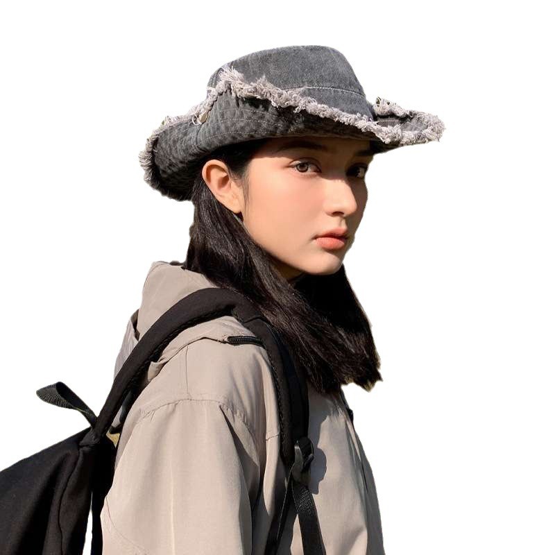 Sombreros coreanos de primavera y otoño nuevos sombreros de pescador retro de bordes de lana sombrero de montaña vaquero de verano sombrero de protección solar