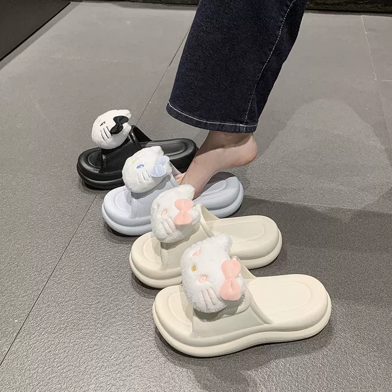 厚底卡通增高新款一字拖鞋女夏季2025外穿可爱居家室内防滑凉拖鞋