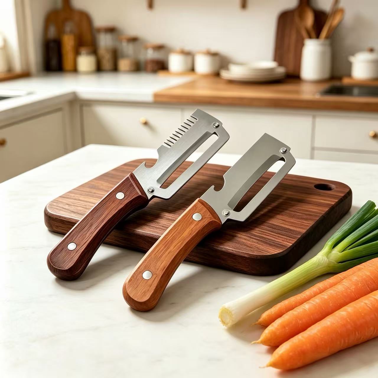 Nuevo cuchillo de corte multifuncional de acero inoxidable 3 - en - 1 cortador de cebolla raspador raspad