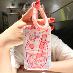 Spring rope card holder ID student meal card water card subway access control stretch lanyard hanging school bag pickup card holding hands cute
