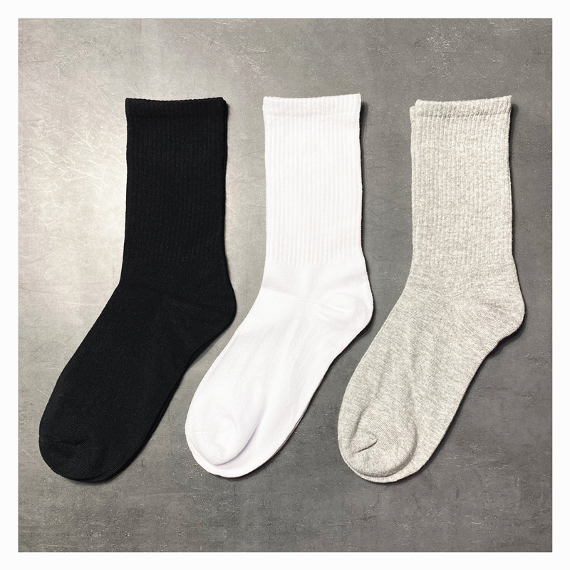 Solid Color Black and White Gray Socks Mid-Calf Socks Ins Harajuku European and American Sports Autumn and Winter Long Basketball Socks for Men and Women Couples Solid Color Black and White Gray Socks Mid-Calf Socks Ins Harajuku European and American Sports Autumn and Winter Long Basketball Socks for Men and Women Couples