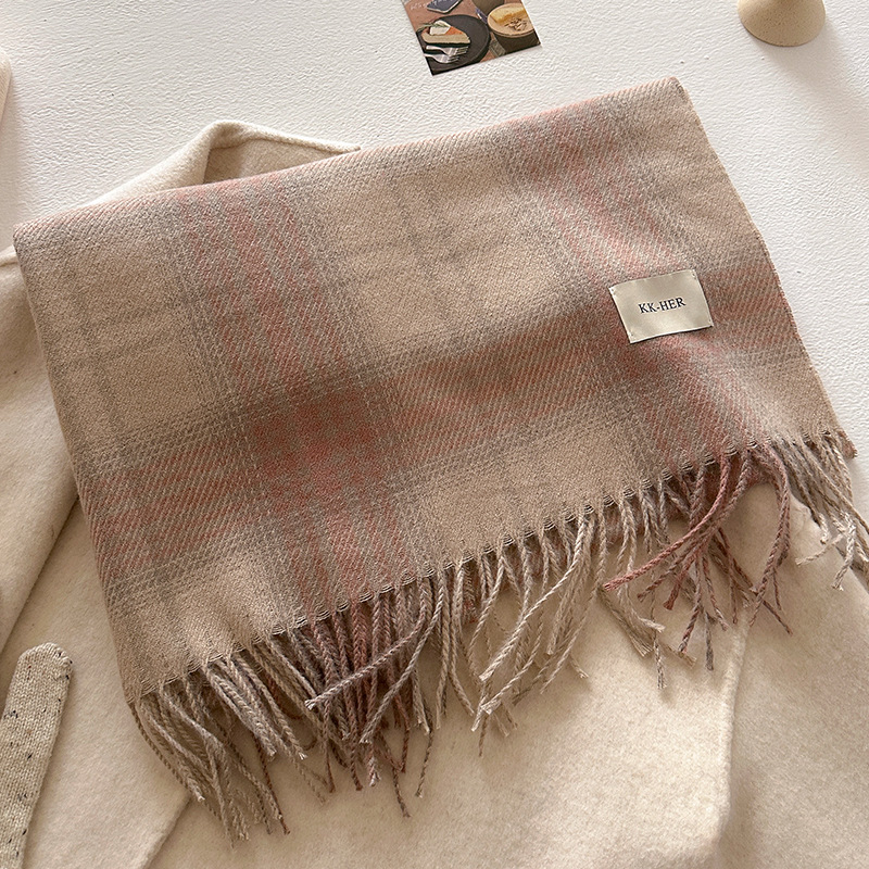 Bufanda de Cuello a Cuadros Retro de Poliéster Térmico para Invierno