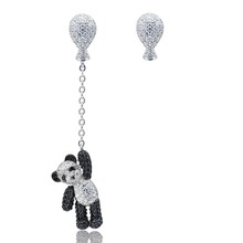 韩版时尚气球小熊耳坠镀金不对称设计新中式长款女士熊猫耳环