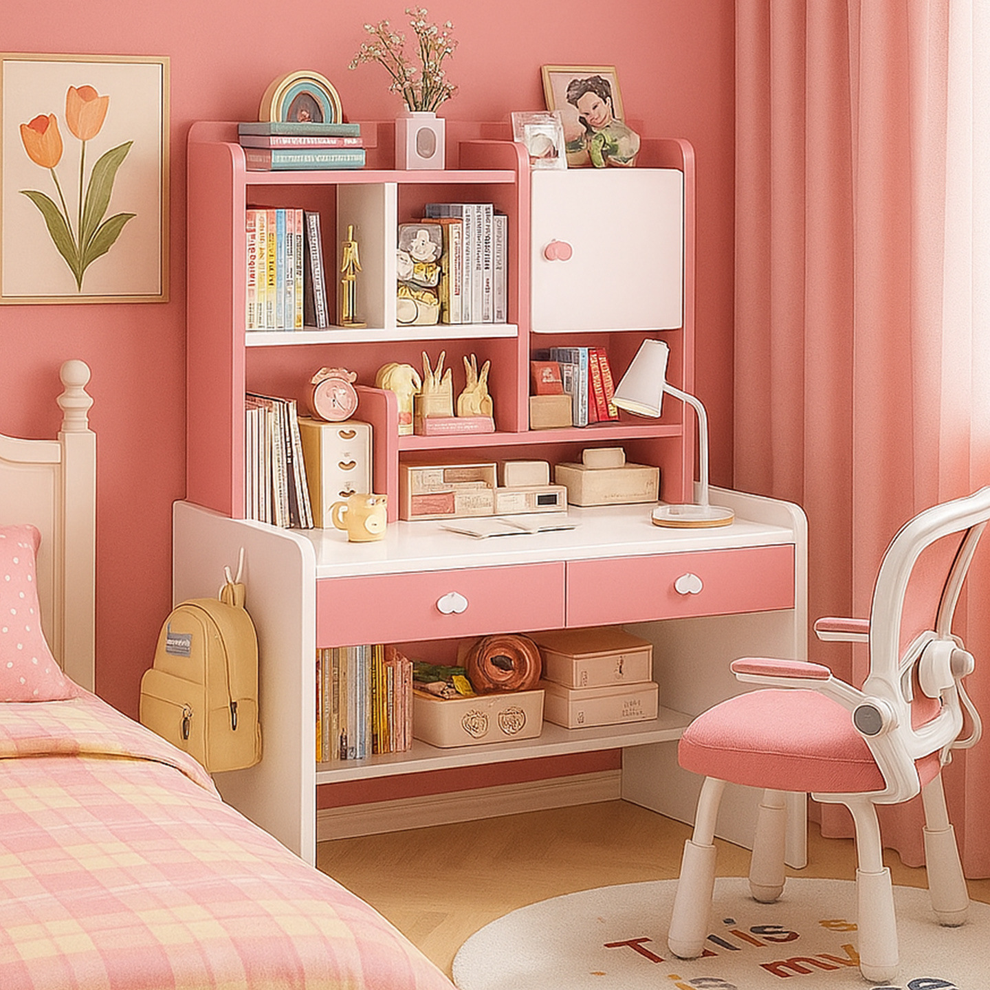 Mesa de escritorio, estante de escritorio, estante de escritorio, estante de escritorio, dormitorio, escritorio de computadora de madera sólida.