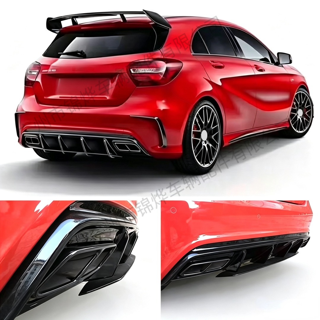 Suitable for 2013-2018 Mercedes-Benz A-Class W176 modified to A45 rear lip kit, made of PP material, for original vehicle replacement installation