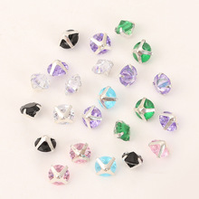 经典反夹水晶锆石方钻人造圆钻石戒指耳饰diy手工锆石配件爪钻