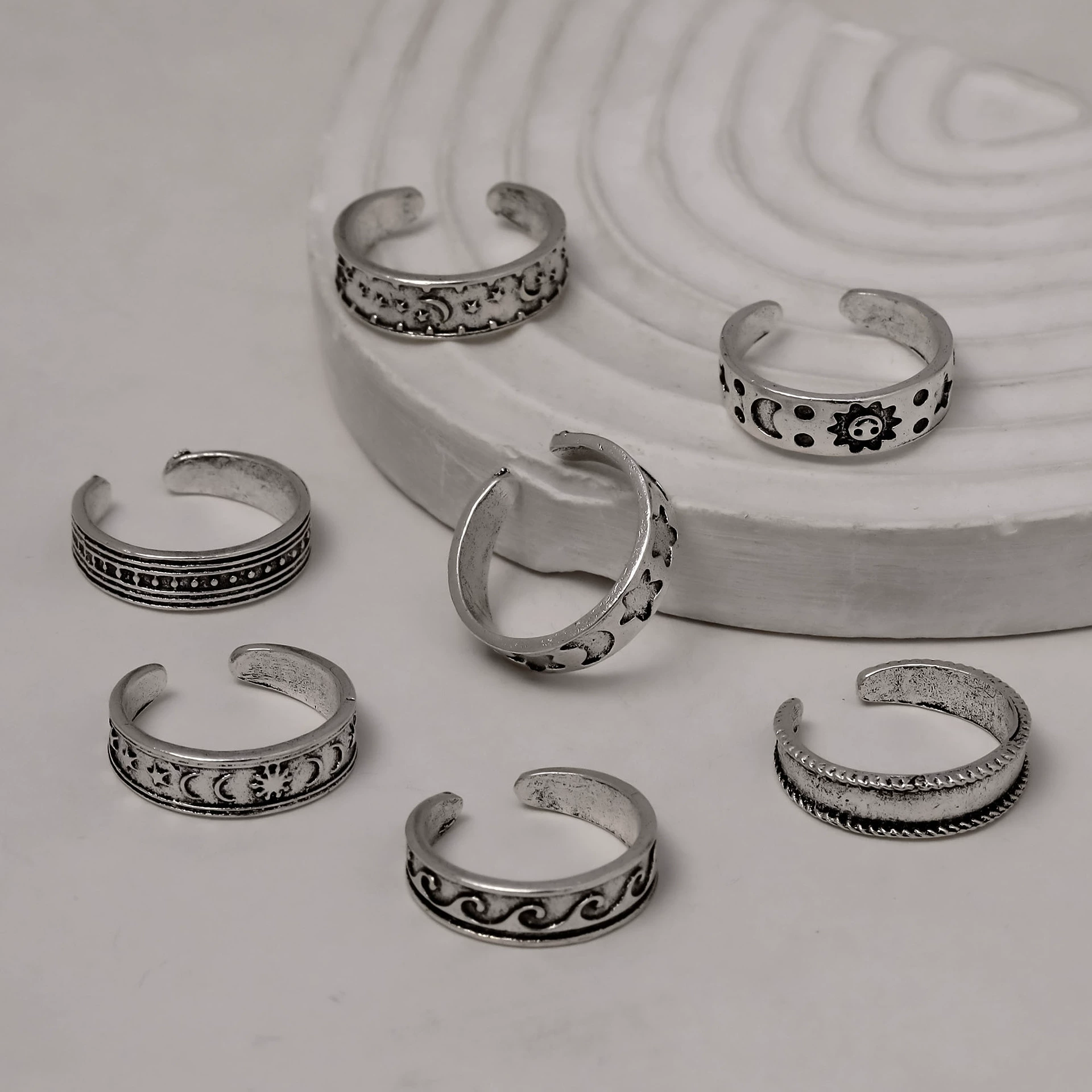 Украшения для европейской и американской внешней торговли AliExpress, новые резные полые многоэлементные 7-компонентные Открытые Кольца для ног, украшение для ног костюма