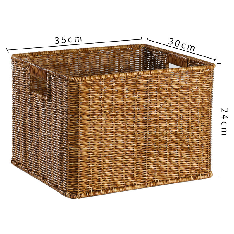 Cesta de almacenamiento de tela de caña imitación ropa sucia juguetes bocadillos cesta de almacenamiento de artículos de bambú tejido casero sala de estar gabinete de televisión escritorio completo