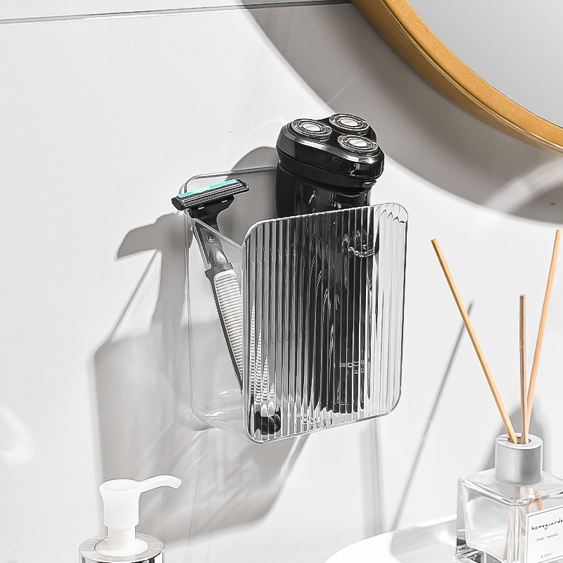 Cross-Border Light Luxury Style Wall-Mounted Storage Box with Open Design, No Drilling Required, Transparent Storage Box for Living Room and Study Room Storage