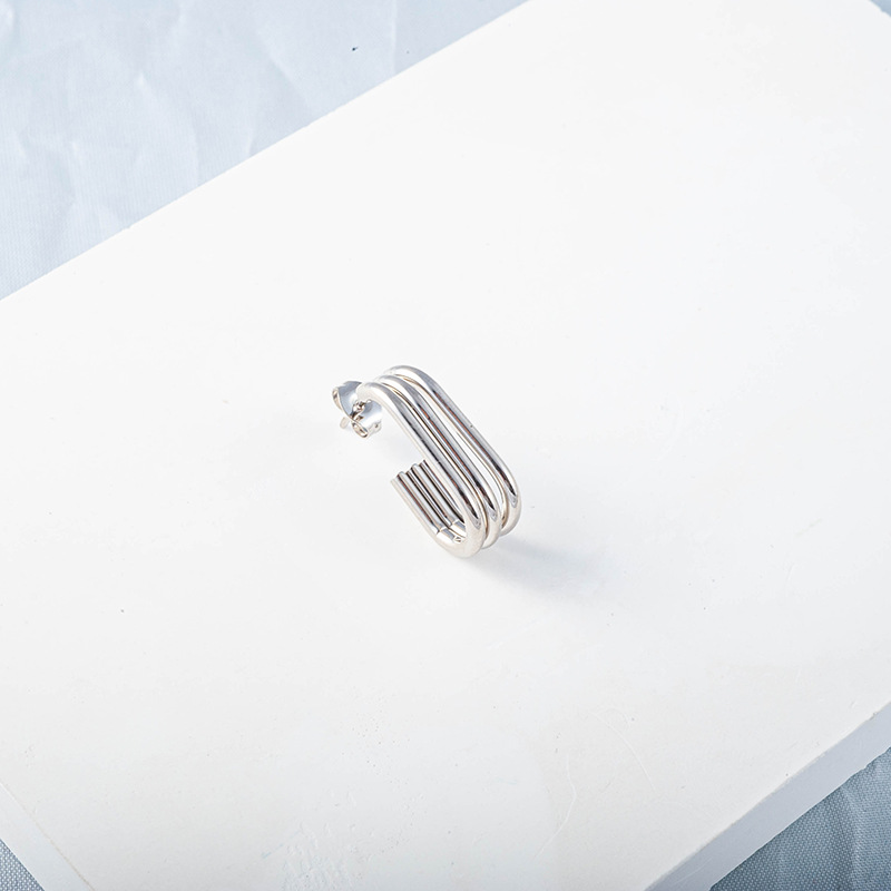 Pendientes geométricos de triple capa en forma de U, de acero inoxidable, diseño elegante y de nicho, versátiles, joyería europea/americana