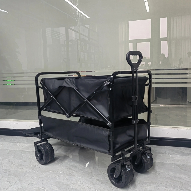 露营车营地推车户外多功能推车可折叠小推车野餐大容量双层手拉车