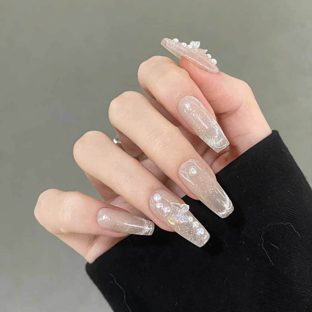 Luz suave y refrescante para usar uñas de perla de ojo de gato parche de manicura de moda de una atmósfera suave manicura falsa