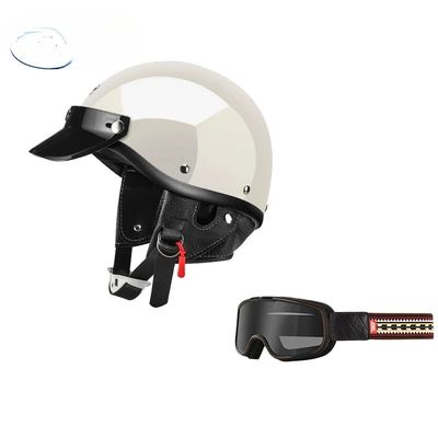 Motorcycle Helmet Men's Japanese Style: Motosiklet dəbilqələri - xs-glossy-white-indian-goggles-free-shipping-by-sf-express
