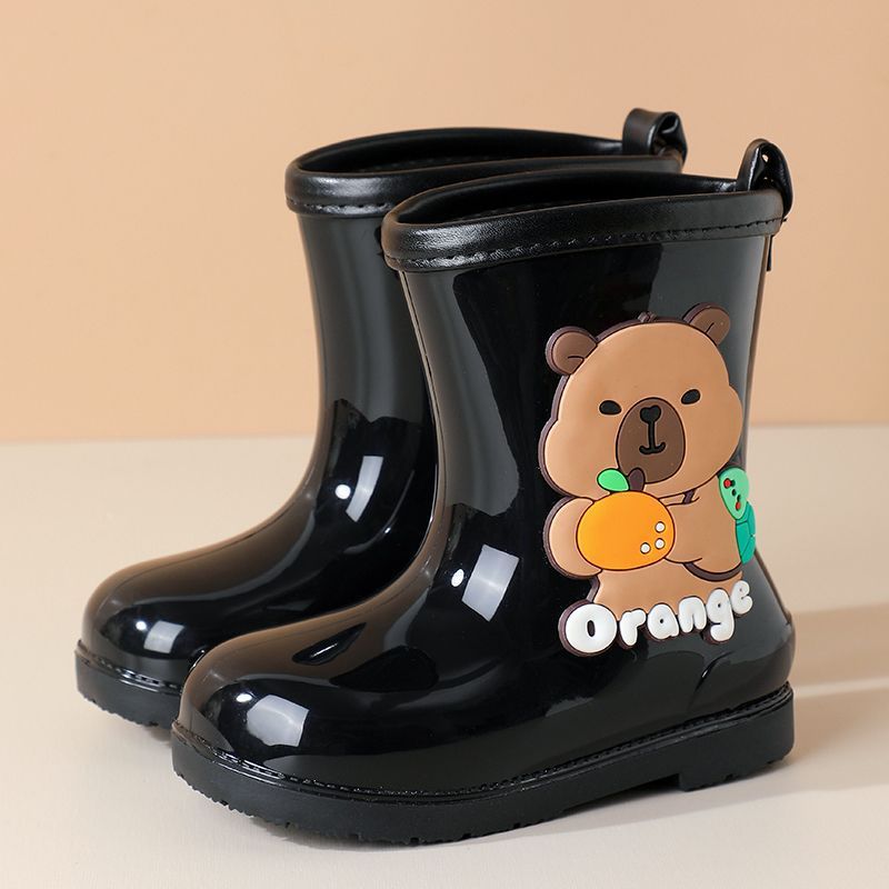 Nuevos niños capibara barril corto impermeable bebé zapatos de lluvia botas de lluvia barril medio para niños y niñas dibujos animados jardín de infantes zapatos de agua