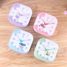 小清新方形静音闹钟时尚透明水晶闹钟学生小闹钟儿童卧室床头时钟