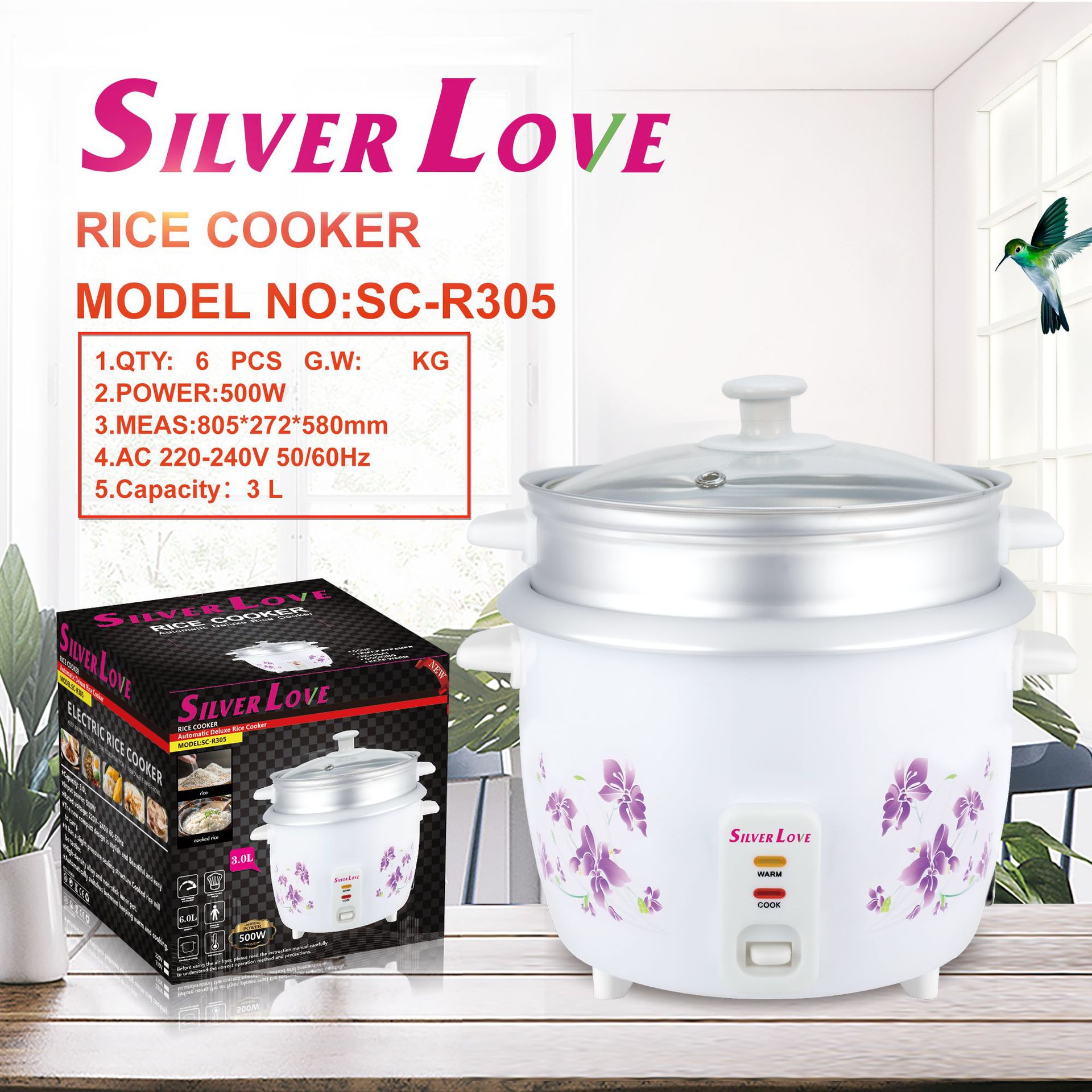 Foreign Trade Export Household Mechanical Rice Cooker Multi-Functional Rice Cooker Non-Stick Pot for Cooking Rice and Soup with Steamer
