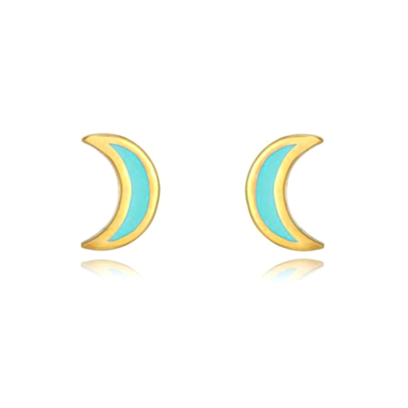 Simple Style Moon Copper Ear Studs Enamel Copper Earrings display picture 3