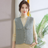 小个子背心女外穿减龄时尚小香风纯色马甲背心小香风针织上衣，女装马甲，妃慕昵服饰