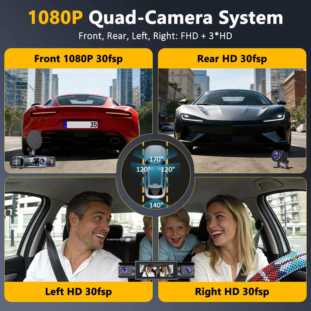 4-Channel Recorder with Wifi 1080P Dash Cam New Model Loop Recording High-Definition Recorder Dashcam
