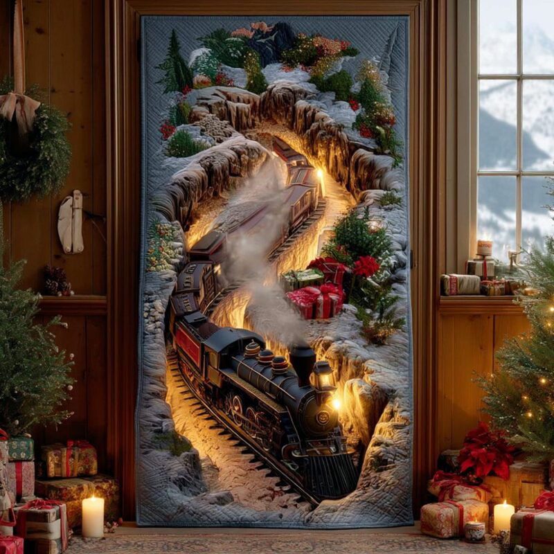 Cross-border foreign trade, snow night train art, quilted door curtain, home decor door curtain, digital printing, direct from the manufacturer, wholesale Cross-border foreign trade, snow night train art, quilted door curtain, home decor door curtain, digital printing, direct from the manufacturer, wholesale