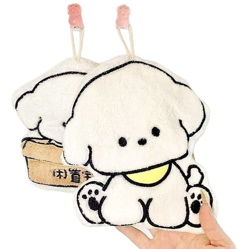 Factory wholesale coral velvet kitchen hand towels, hanger-style, water-absorbent, soft children's handkerchiefs