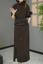 两件套设计师新款高货欧版洋气加厚立领时尚两件套女套装裙子