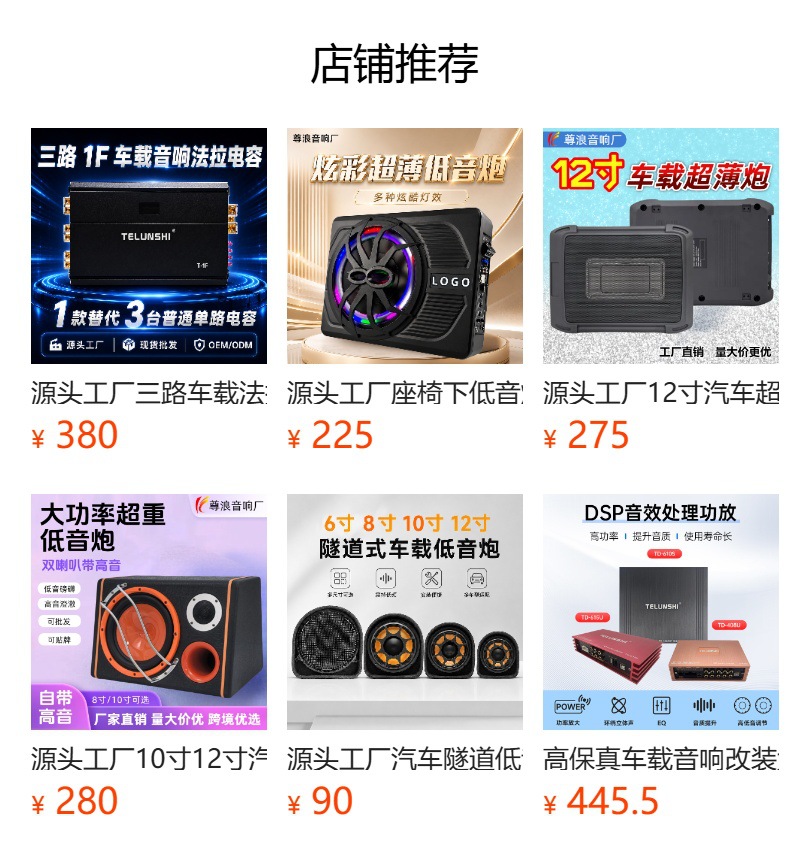 Source Factory Car Wooden Box Active Subwoofer 10inch High-Power Trunk-Mounted Car Audio Modification Wholesale