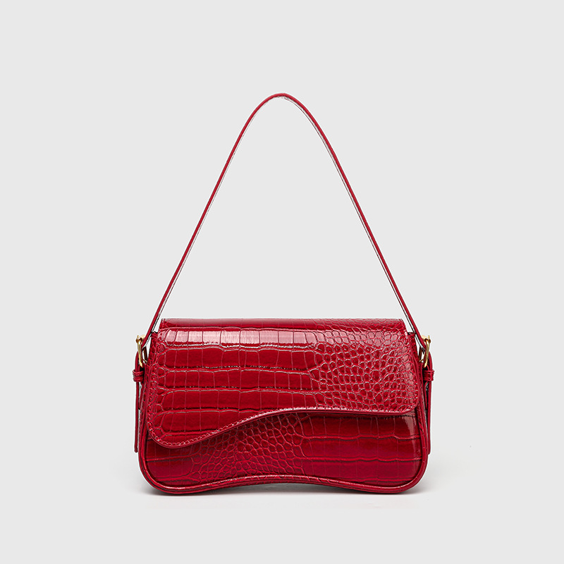 French Accessible Luxury Armpit Bag for Women 2024 New Winter Fashion Crocodile Pattern Commuter Shoulder Bag Versatile Crossbody Bag