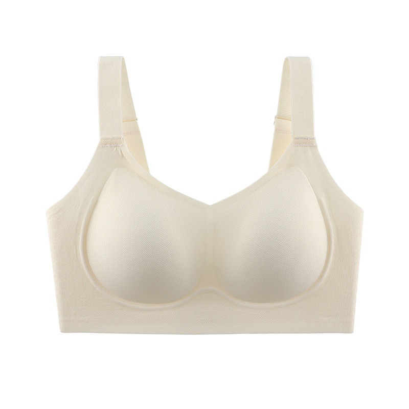 Ropa interior delgada sin costuras para mujer, pechos grandes, pequeños, delgados, sin anillo de acero, copa completa, leche, sujetador de talla grande anti-flacidez