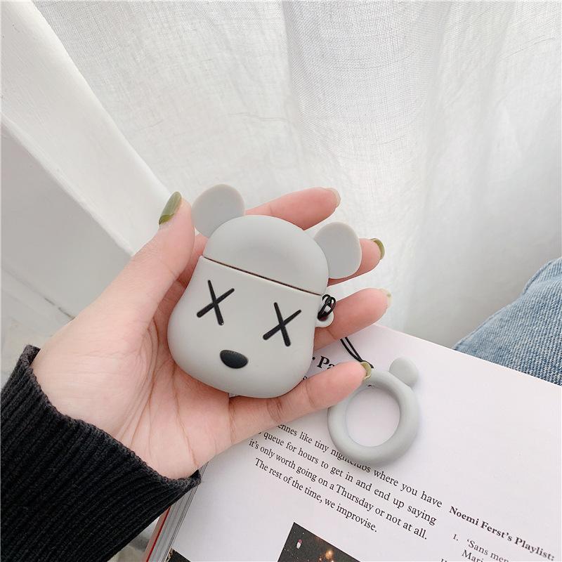 Airpods caso protector oso Apple Bluetooth auricular inalámbrico de dibujos animados lindo caja de silicona Shell aplicable