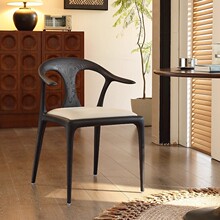 新中式复古鸭舌椅全实木现代简约扶手书椅休闲靠背椅实木饭桌椅