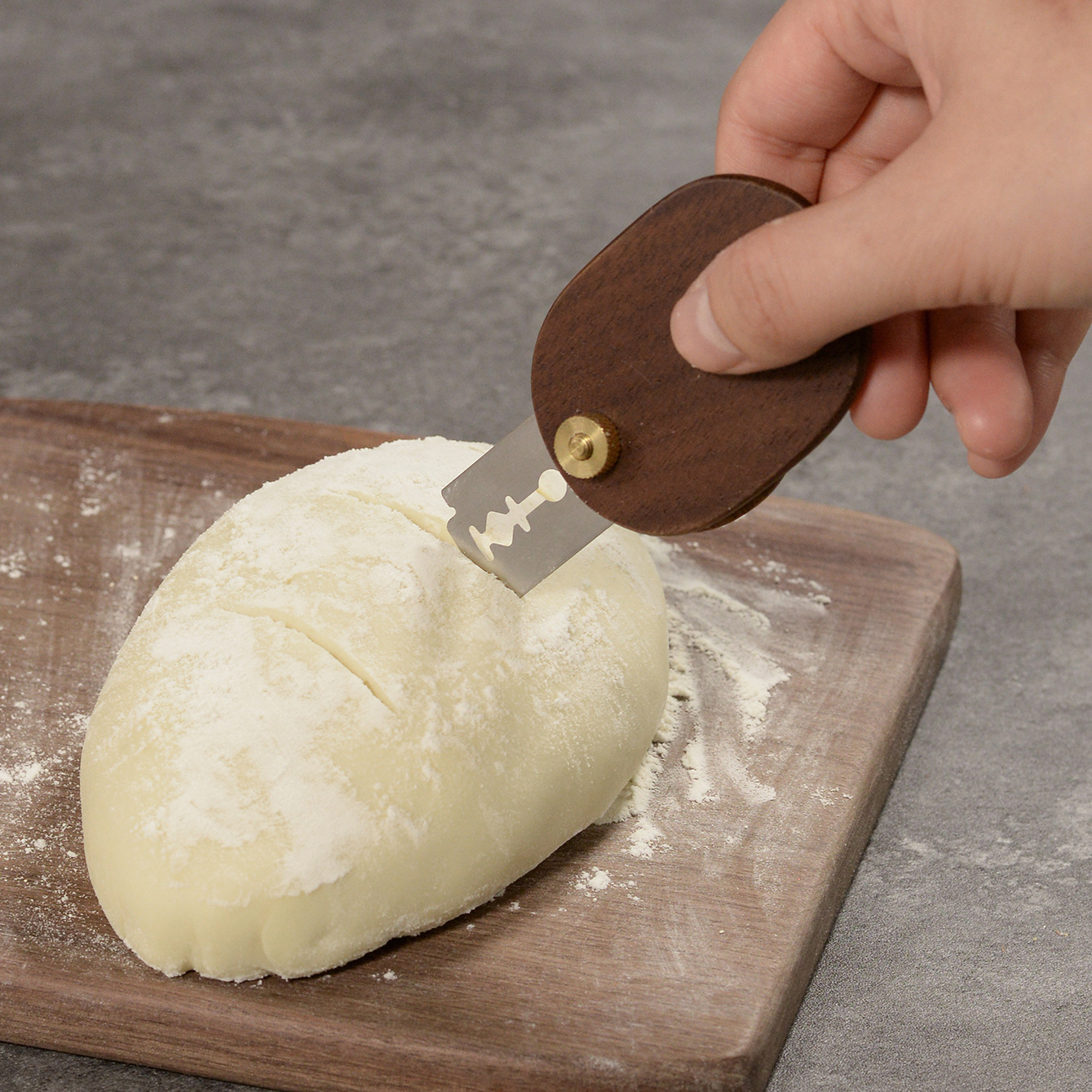 Nuevo mango de madera de nuez cuchillo de corte de pan cuchillo de corte de masa cuchillo de corte de pan europeo cuchillo de corte de palo herramientas de horneado