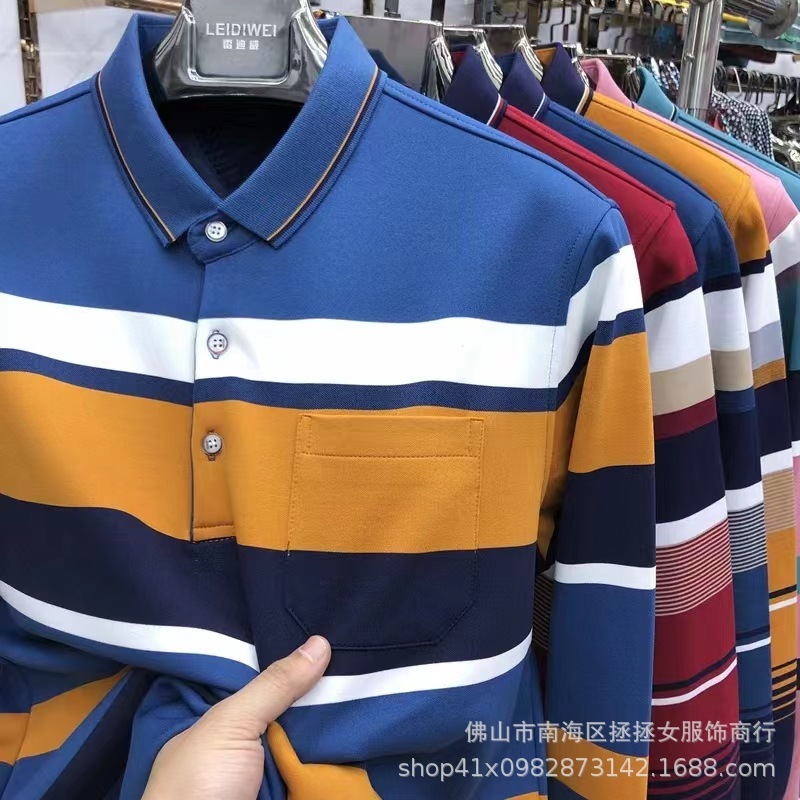 Pure Cotton Long-Sleeve T-Shirt for Middle-Aged and Elderly Men, Men's Polo Shirt with a Turn-Down Collar, Loose Fit with Real Pockets, Base Layer Shirt Pure Cotton Long-Sleeve T-Shirt for Middle-Aged and Elderly Men, Men's Polo Shirt with a Turn-Down Collar, Loose Fit with Real Pockets, Base Layer Shirt