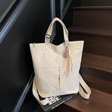 日系布袋单肩托特包大容量休闲ins简约双肩包户外通勤百搭手提包