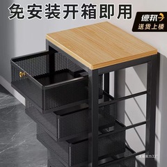 物置棚引き出し式キッチン収納野菜バスケット家庭用多機能床置き型挟みロッカー多層スナック